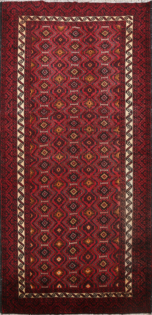 Geometric Balouch Persian Area Rug 4x7