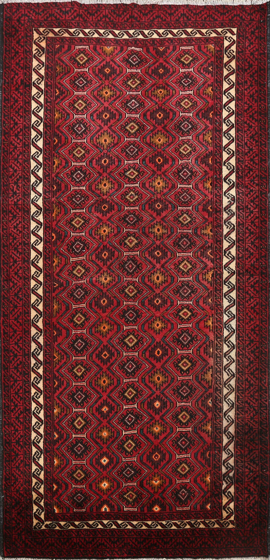 Geometric Balouch Persian Area Rug 4x7