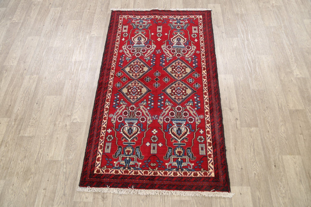 Geometric Hamedan Persian Area Rug 4x6