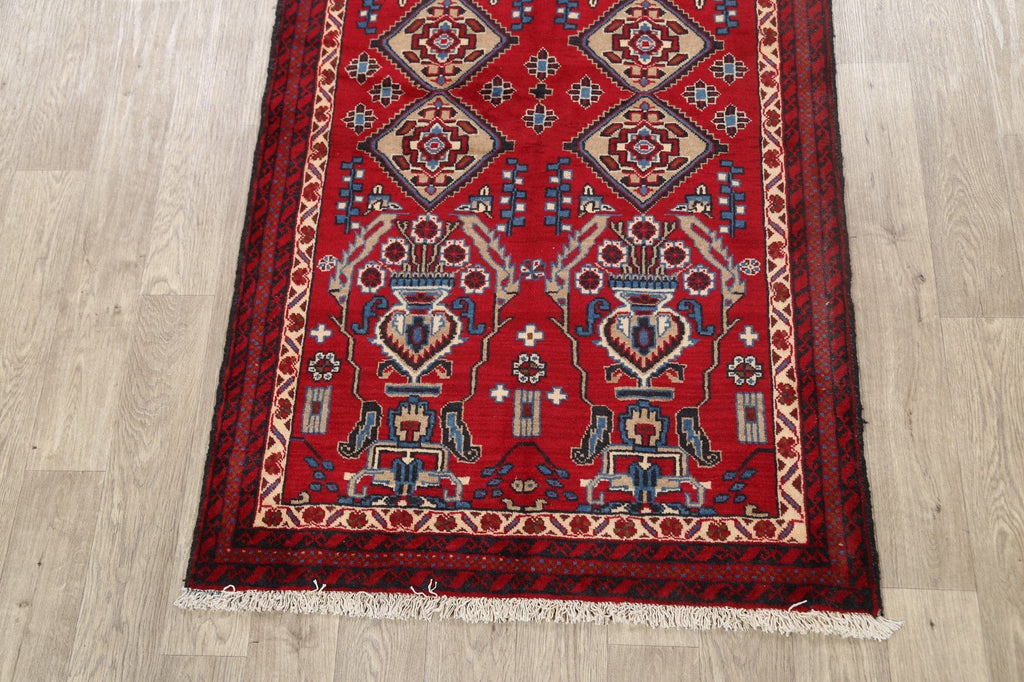 Geometric Hamedan Persian Area Rug 4x6