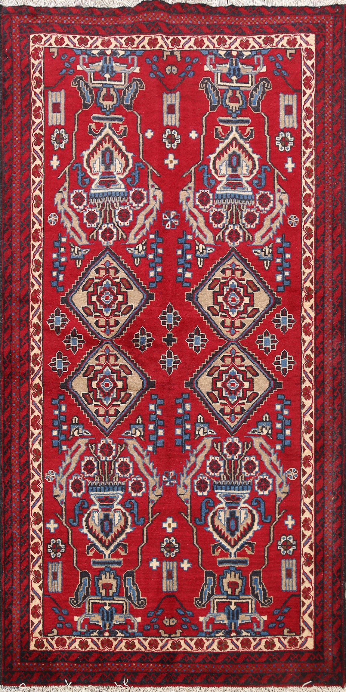 Geometric Hamedan Persian Area Rug 4x6