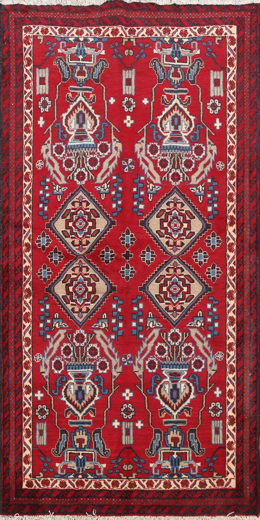 Geometric Hamedan Persian Area Rug 4x6