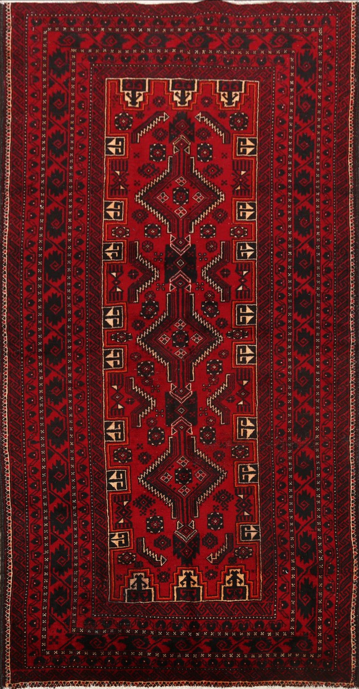 Geometric Balouch Persian Area Rug 3x6