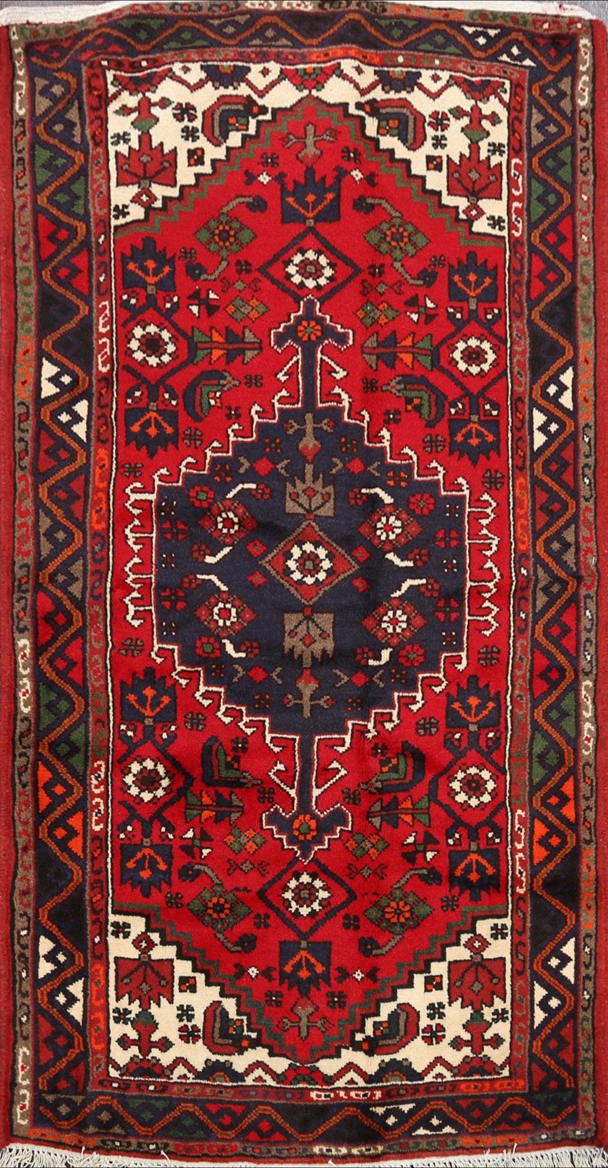 Tribal Geometric Hamedan Persian Area Rug 3x5