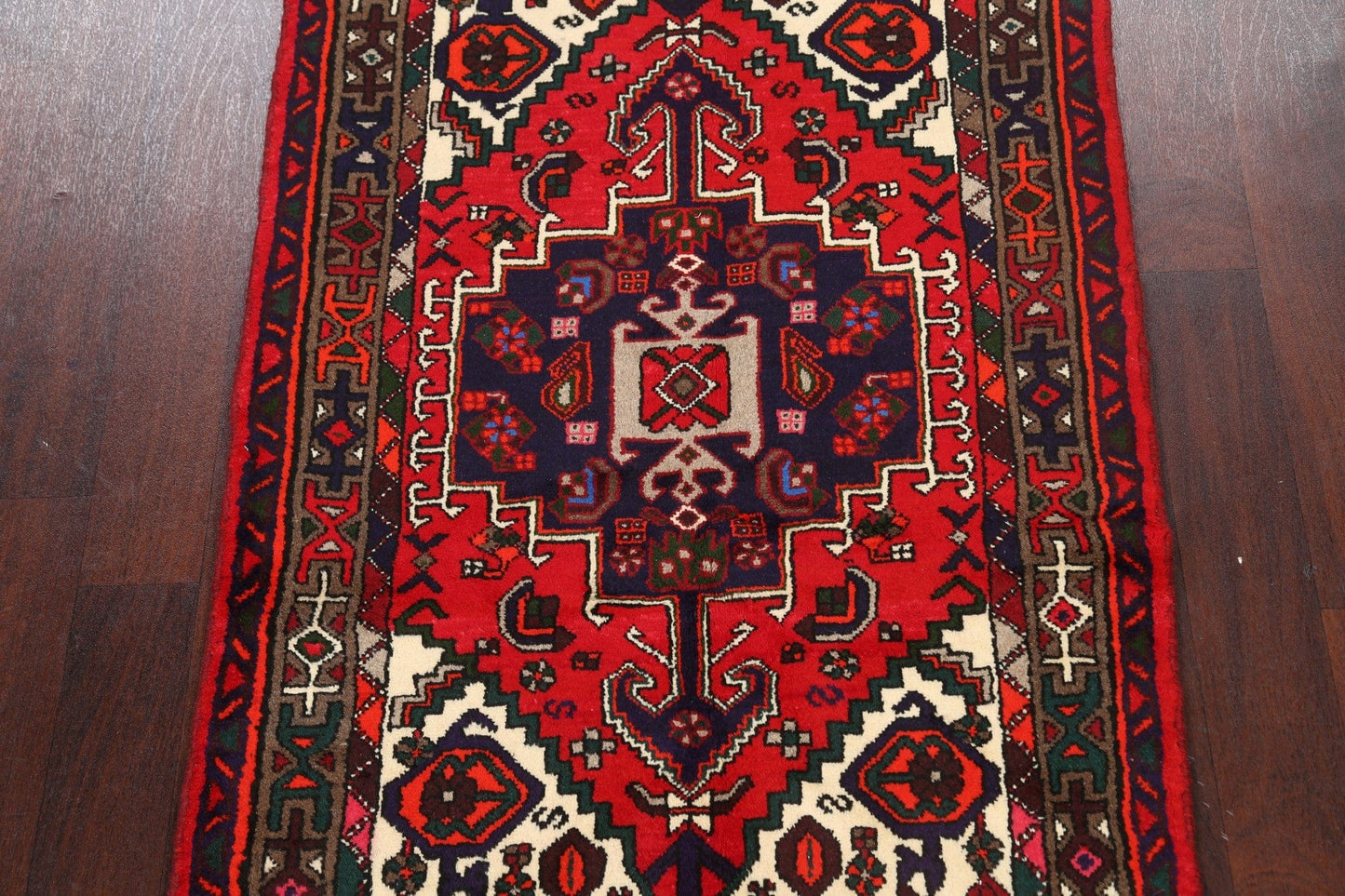 Geometric Hamedan Persian Area Rug 3x5