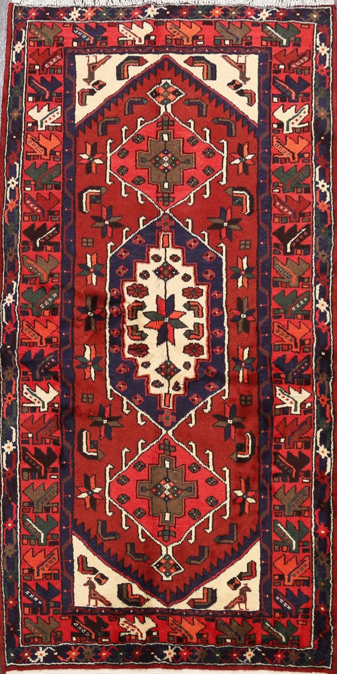 Geometric Hamedan Persian Area Rug 4x6