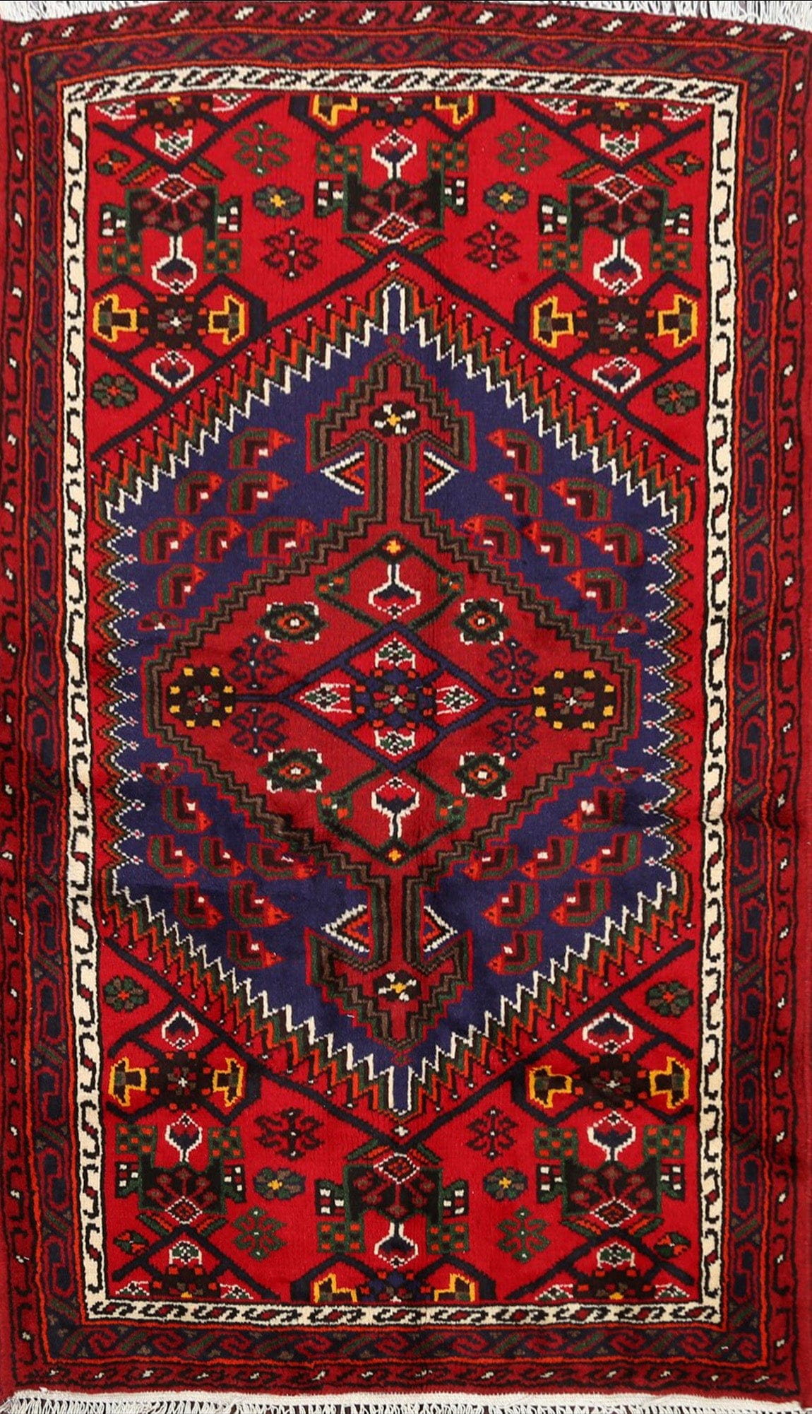 Geometric Hamedan Persian Area Rug 3x5