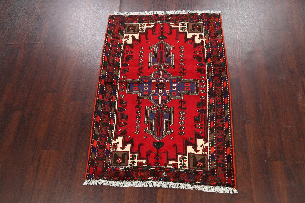 Geometric Hamedan Persian Area Rug 4x5