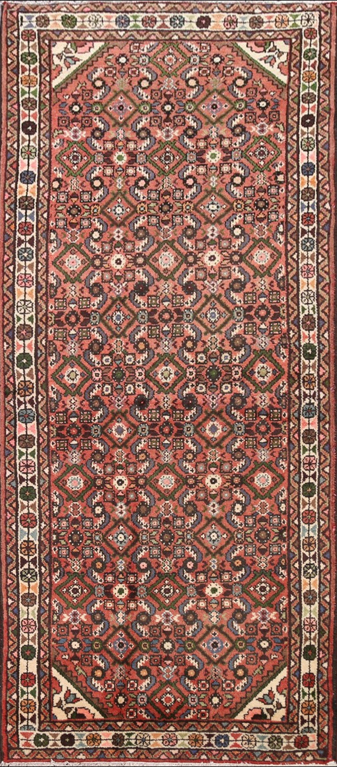 Geometric Hamedan Persian Area Rug 3x6