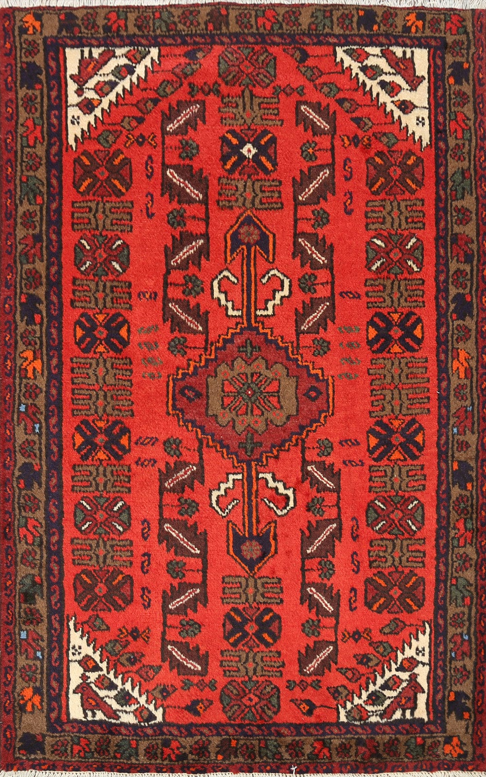 Geometric Hamedan Persian Area Rug 3x5