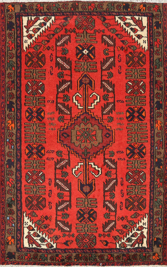 Geometric Hamedan Persian Area Rug 3x5