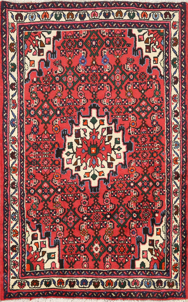 Geometric Hamedan Persian Area Rug 3x5