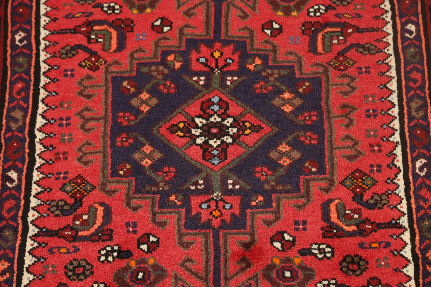 Geometric Hamedan Persian Area Rug 4x5