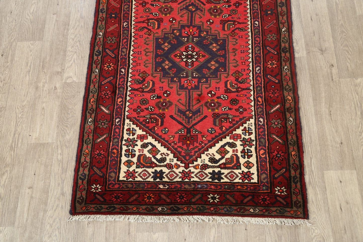 Geometric Hamedan Persian Area Rug 4x5