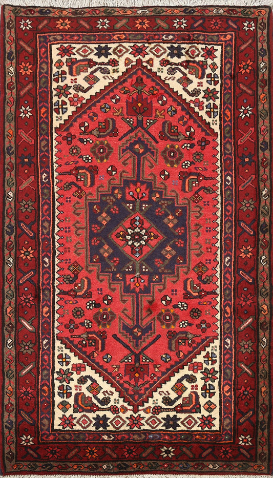 Geometric Hamedan Persian Area Rug 4x5