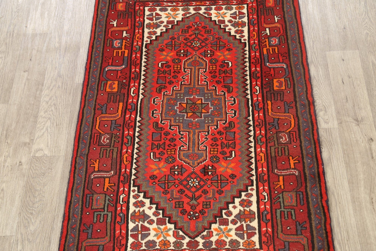 Geometric Hamedan Persian Area Rug 3x5