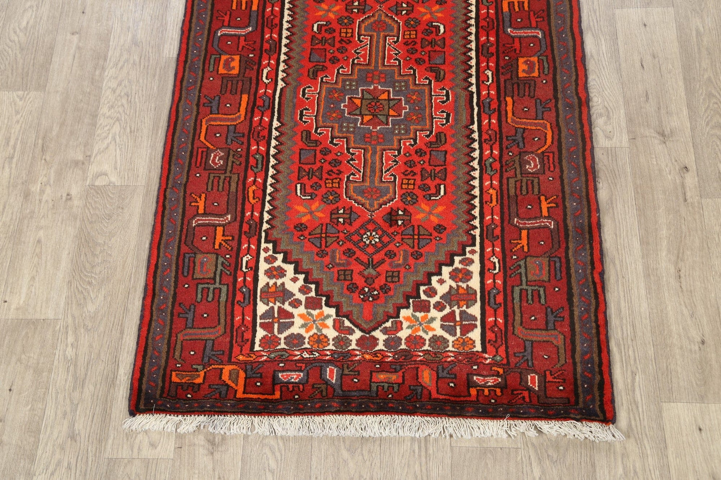 Geometric Hamedan Persian Area Rug 3x5