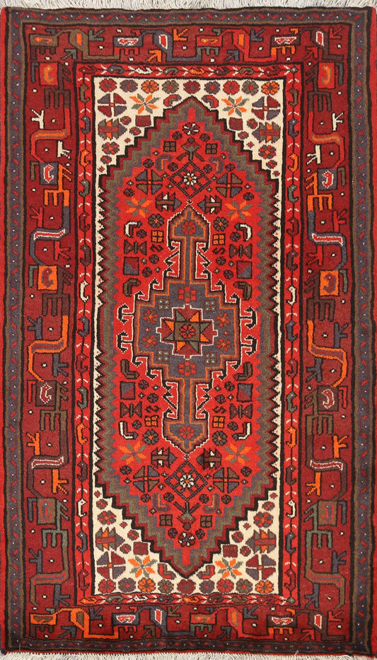 Geometric Hamedan Persian Area Rug 3x5