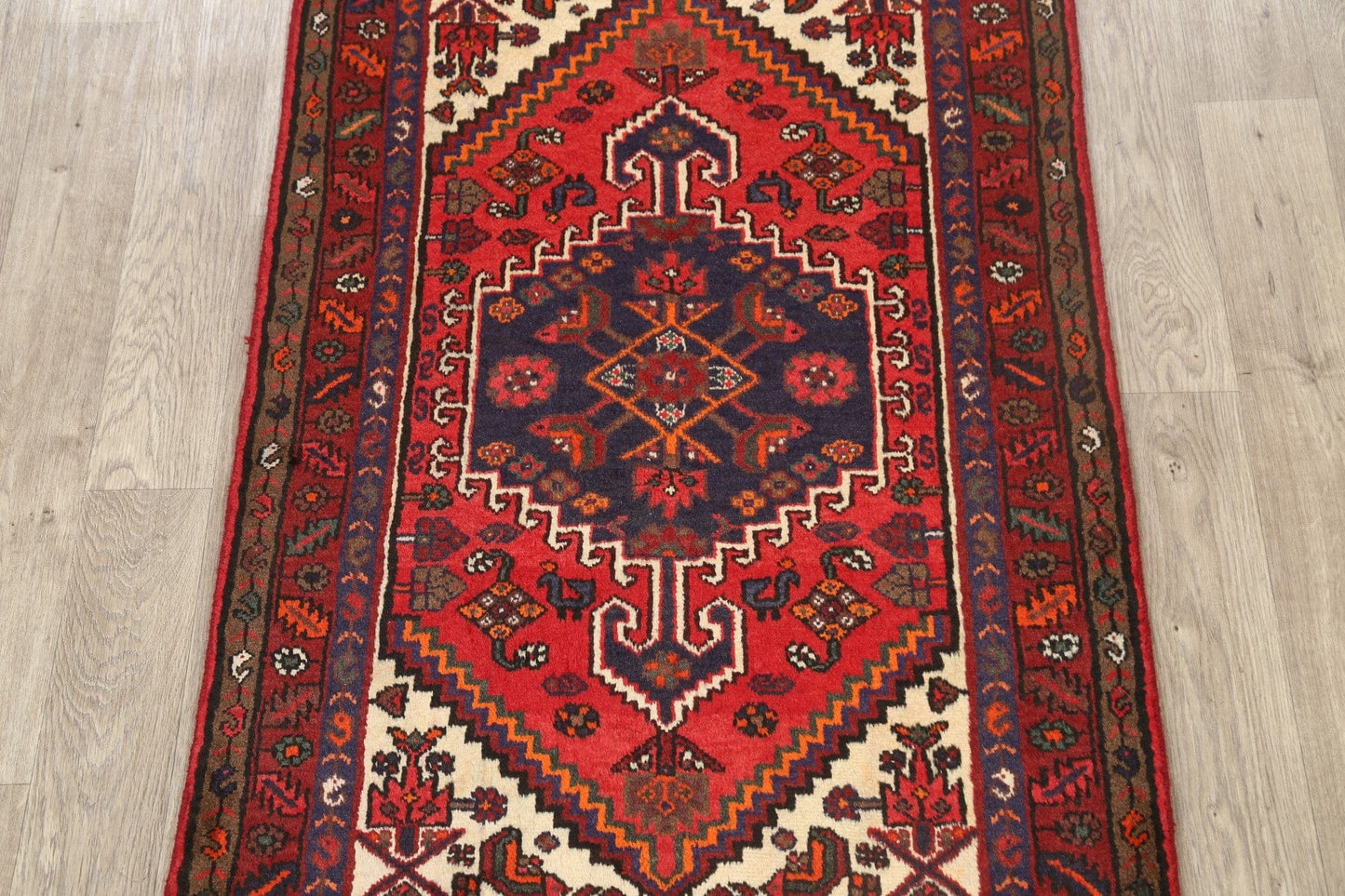 Geometric Hamedan Persian Area Rug 3x5