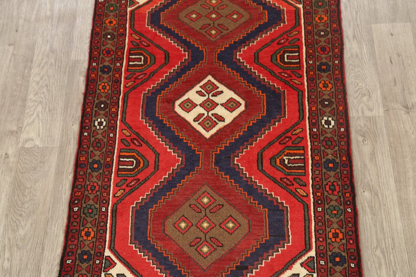 Geometric Hamedan Persian Area Rug 3x5