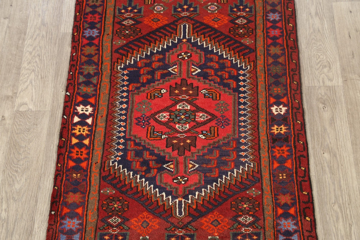 Geometric Hamedan Persian Area Rug 3x5