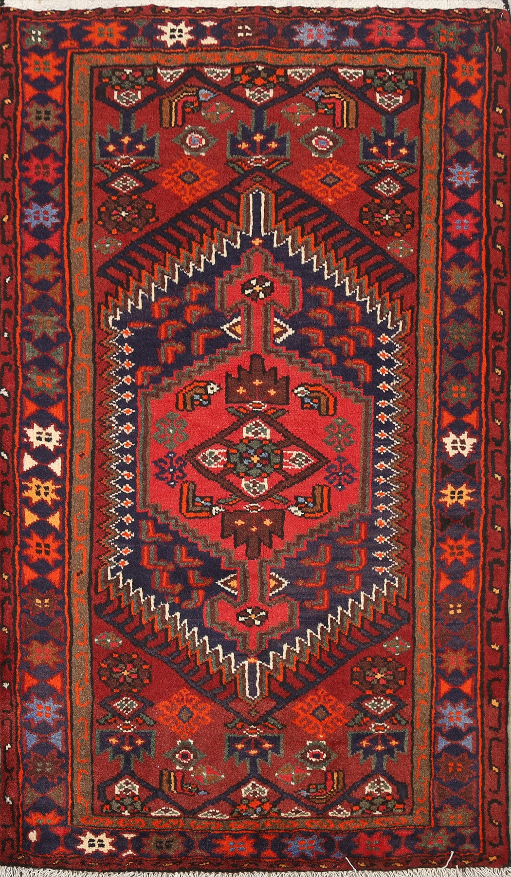 Geometric Hamedan Persian Area Rug 3x5