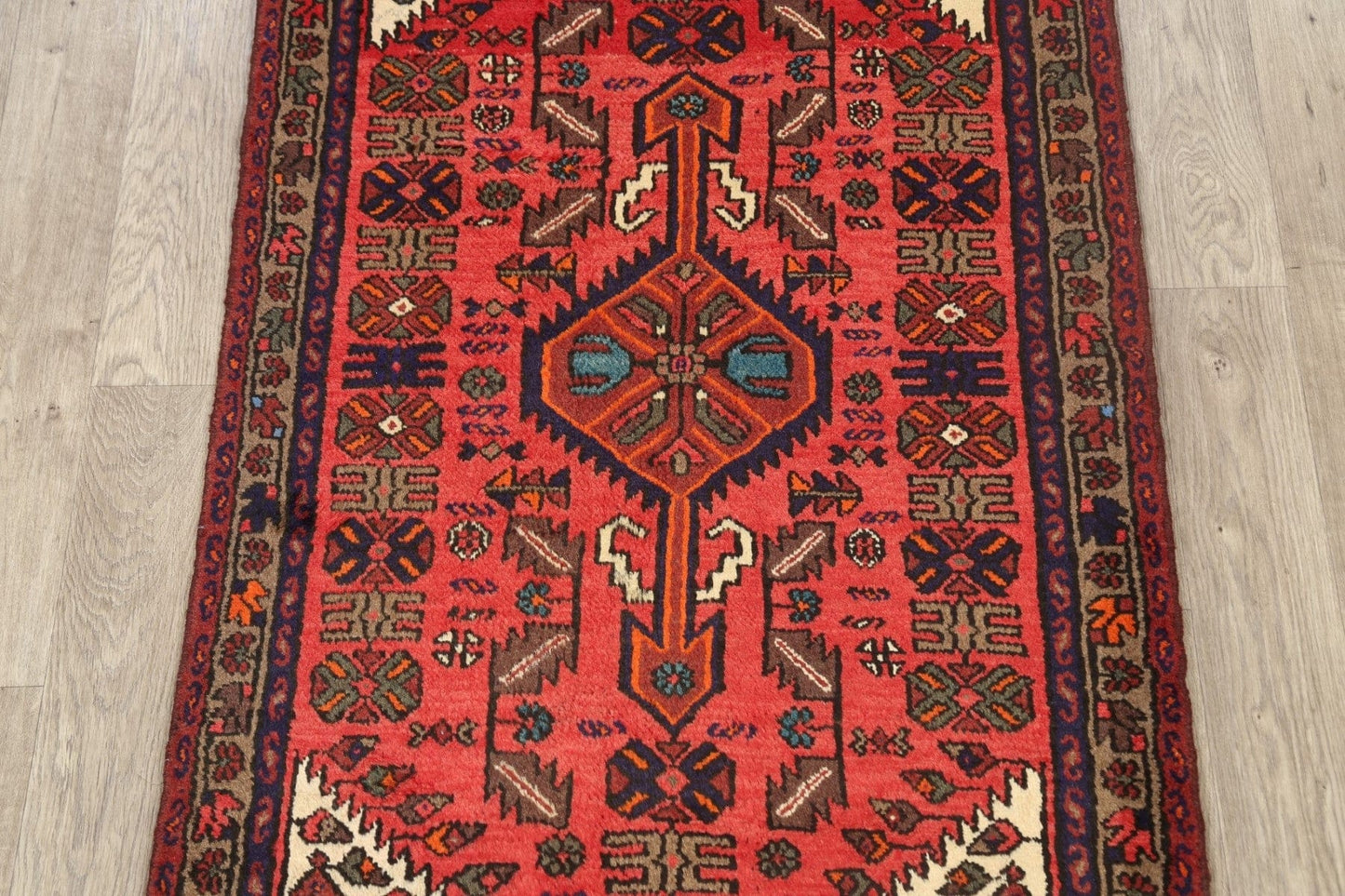 Geometric Hamedan Persian Area Rug 3x5