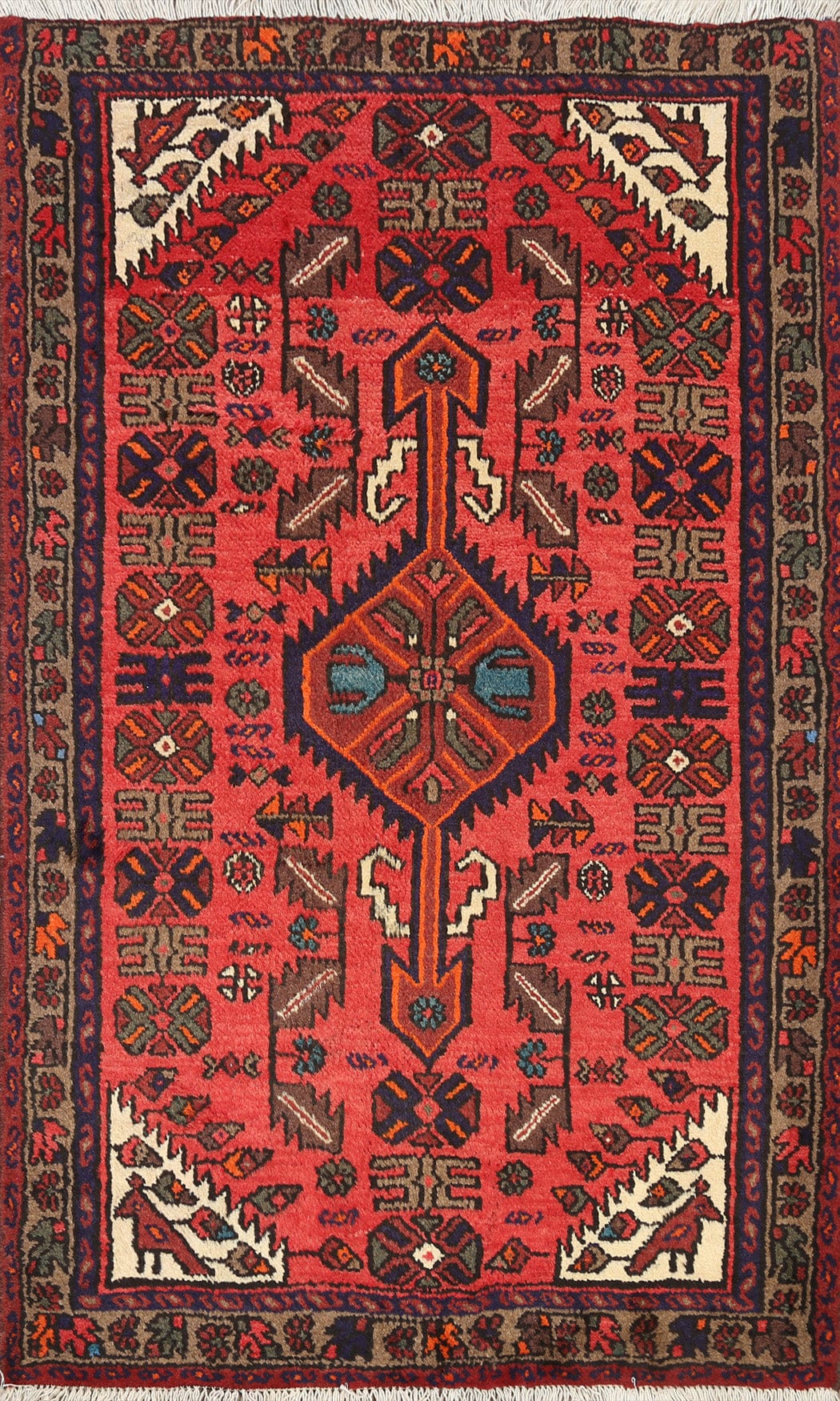 Geometric Hamedan Persian Area Rug 3x5