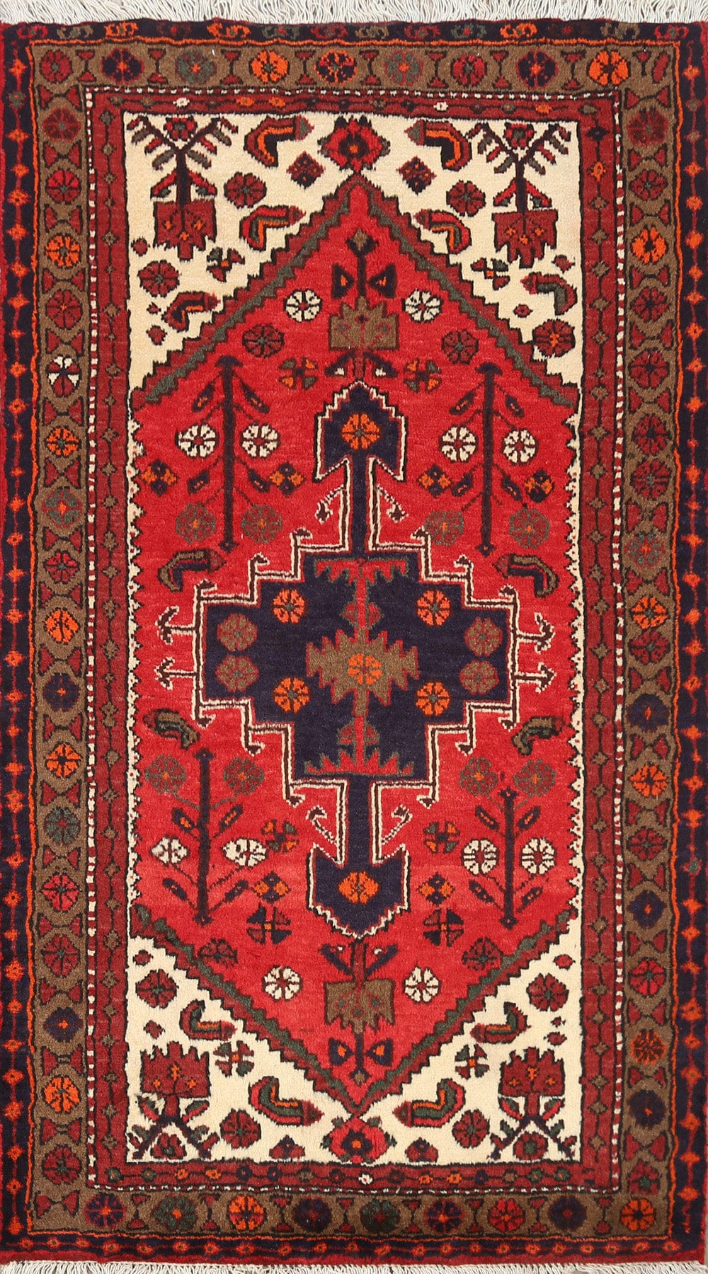 Geometric Hamedan Persian Area Rug 3x5