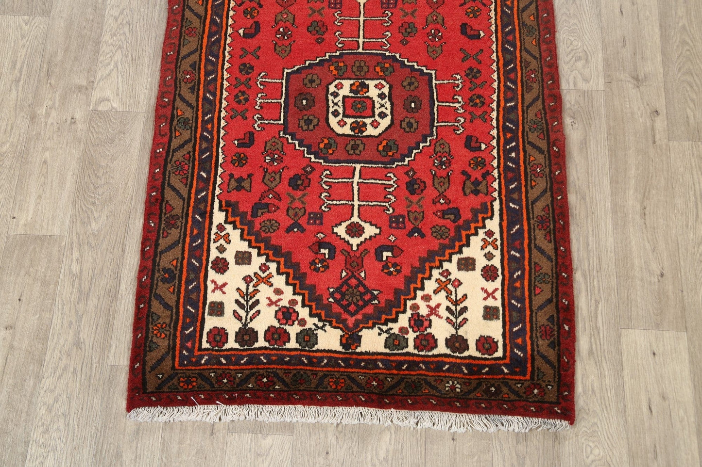 Geometric Hamedan Persian Area Rug 3x5