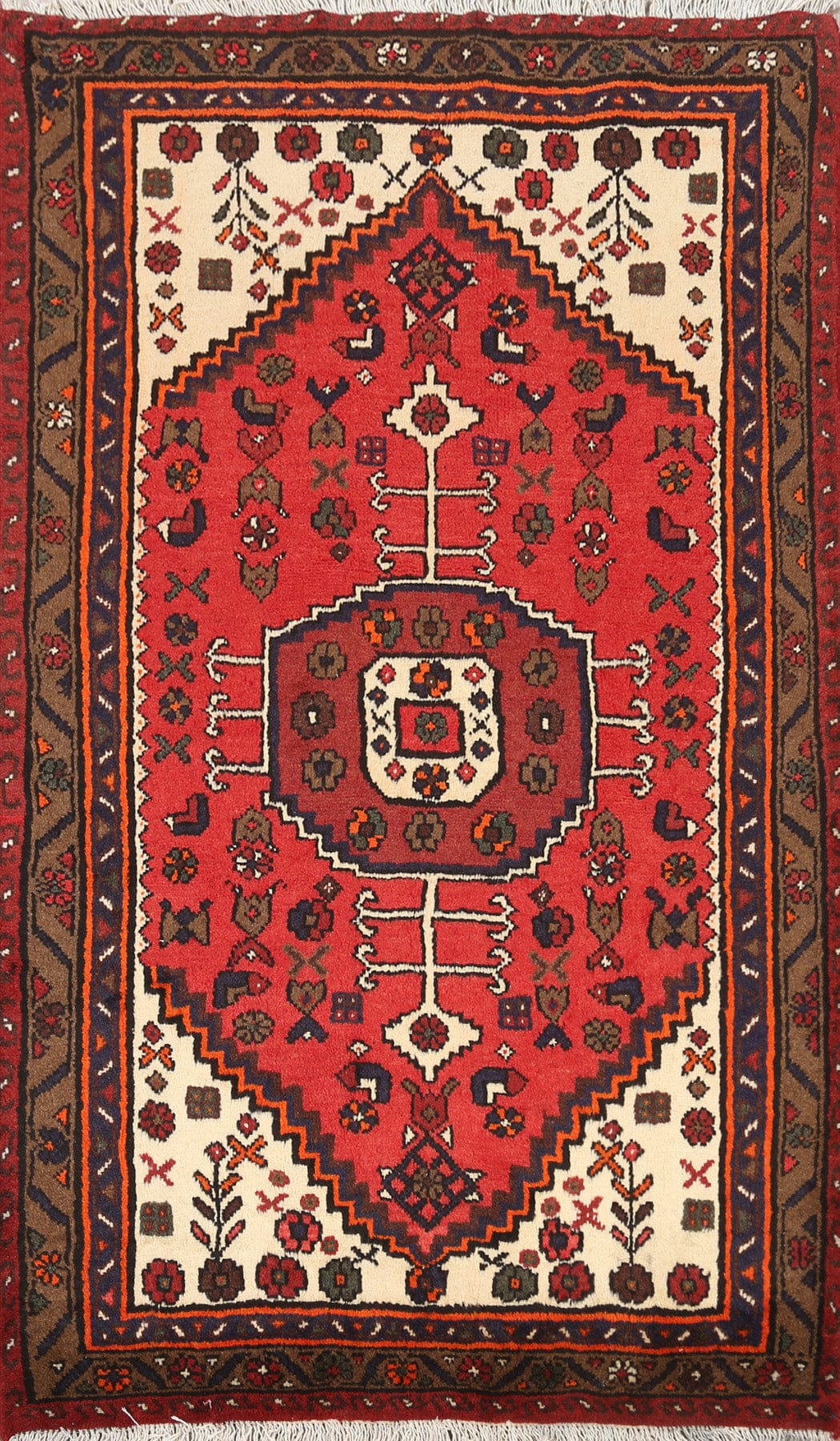 Geometric Hamedan Persian Area Rug 3x5