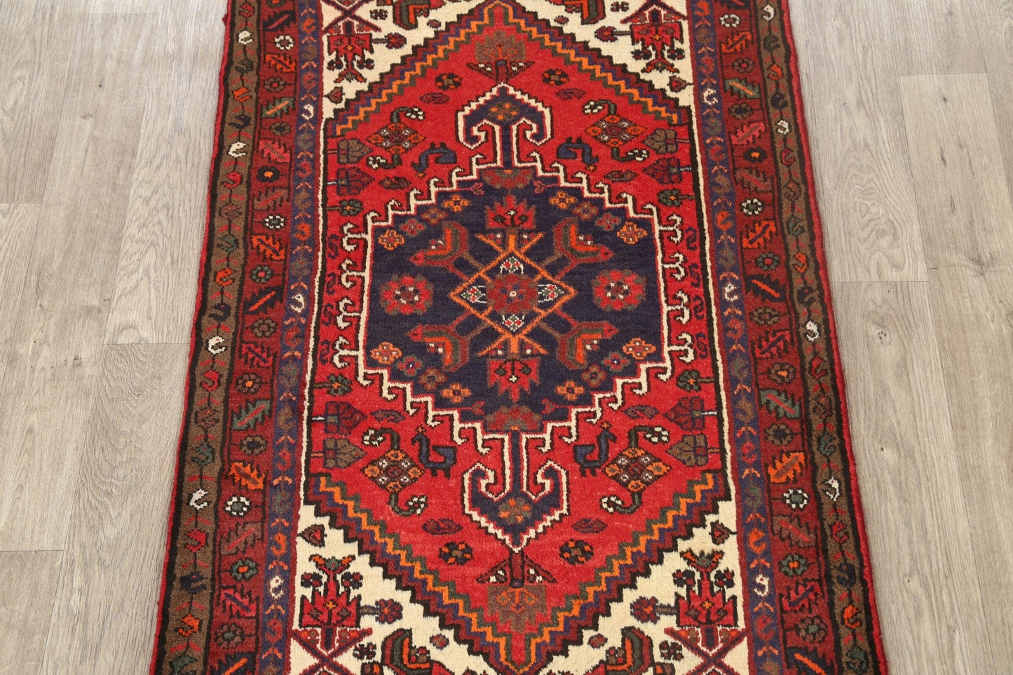 Geometric Hamedan Persian Area Rug 3x5