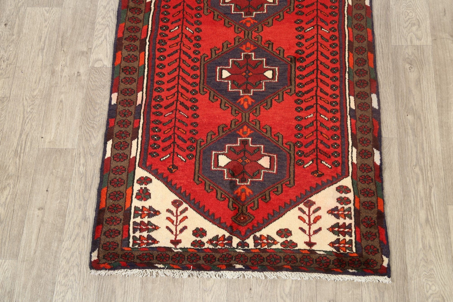 Geometric Hamedan Persian Area Rug 3x5