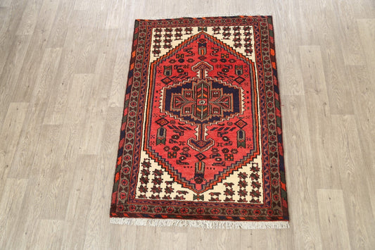 Geometric Hamedan Persian Area Rug 3x5