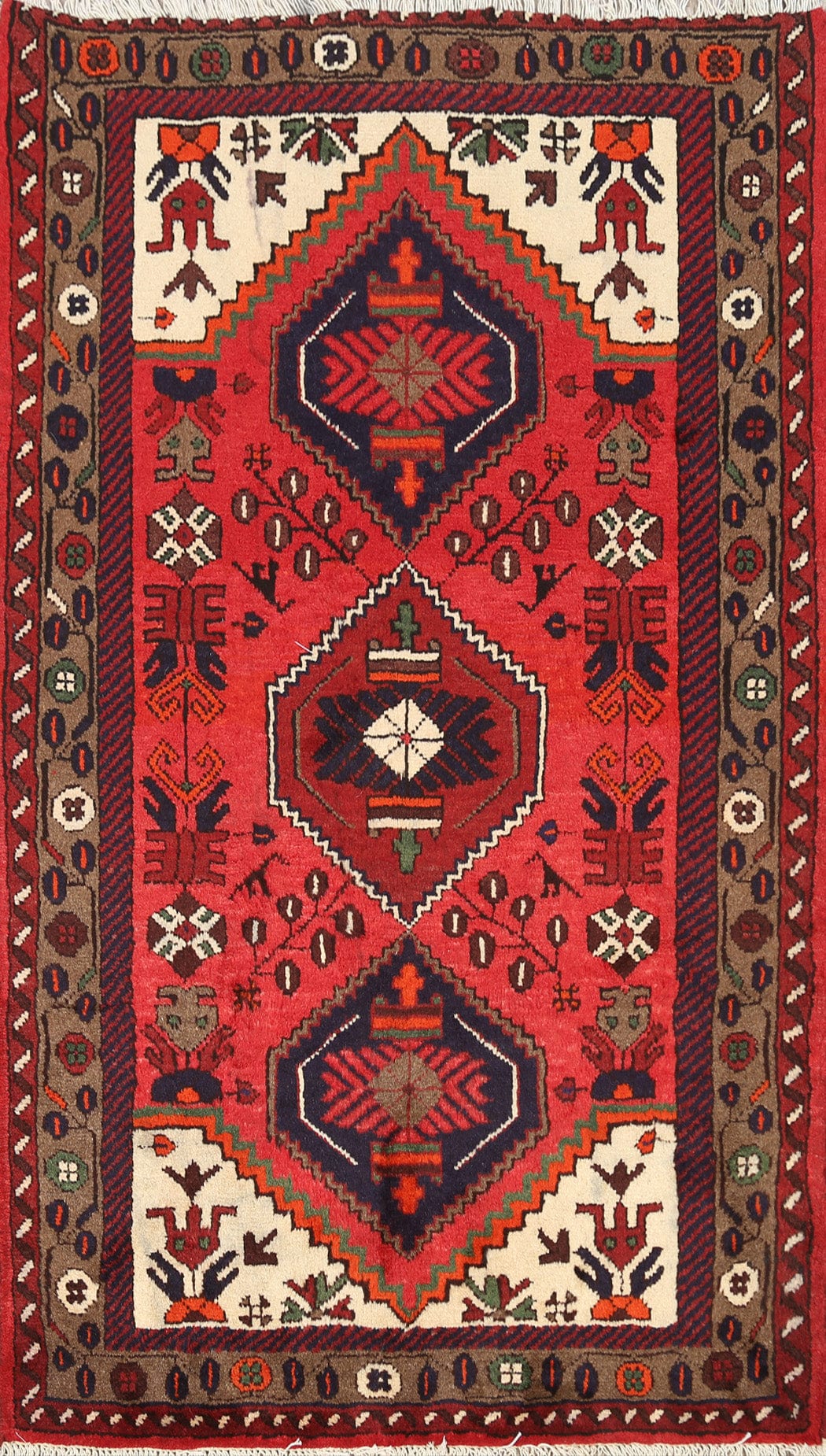 Geometric Hamedan Persian Area Rug 3x5