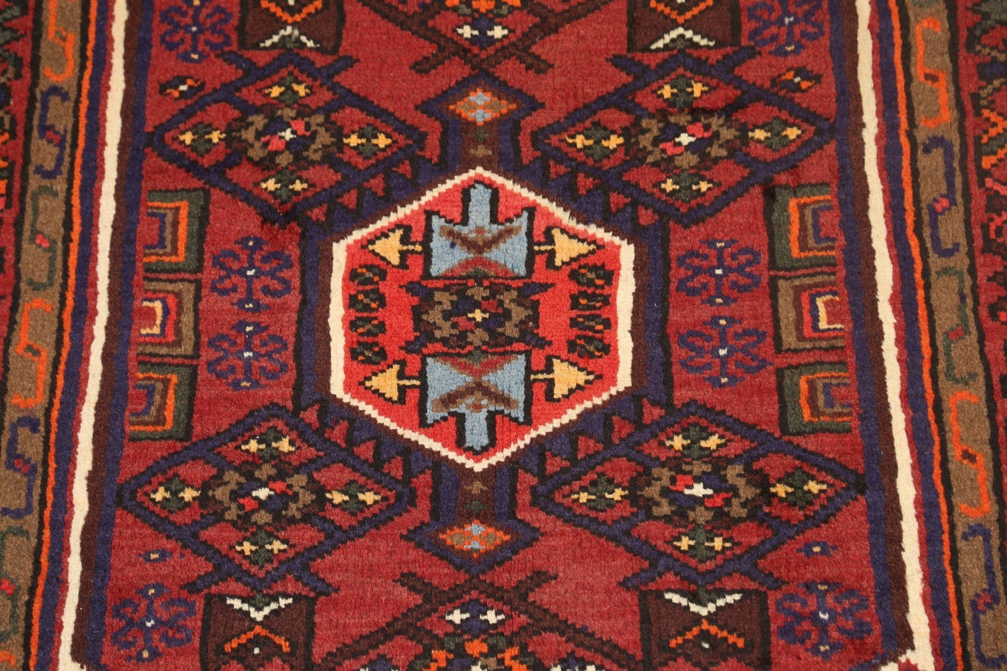 Geometric Hamedan Persian Area Rug 3x5