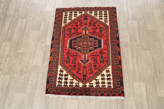 Geometric Hamedan Persian Area Rug 3x5