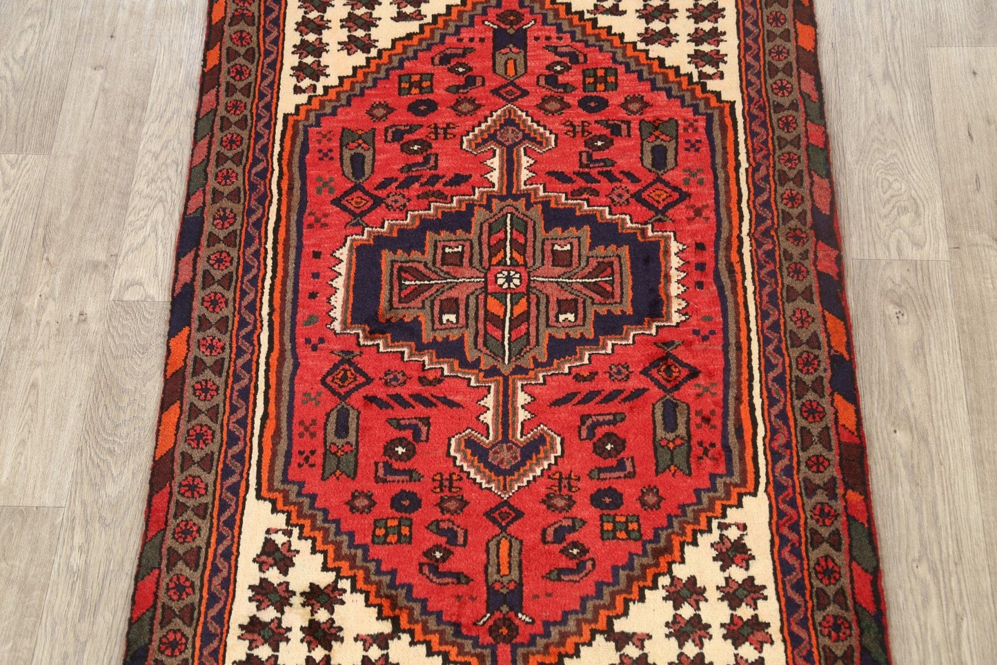 Geometric Hamedan Persian Area Rug 3x5