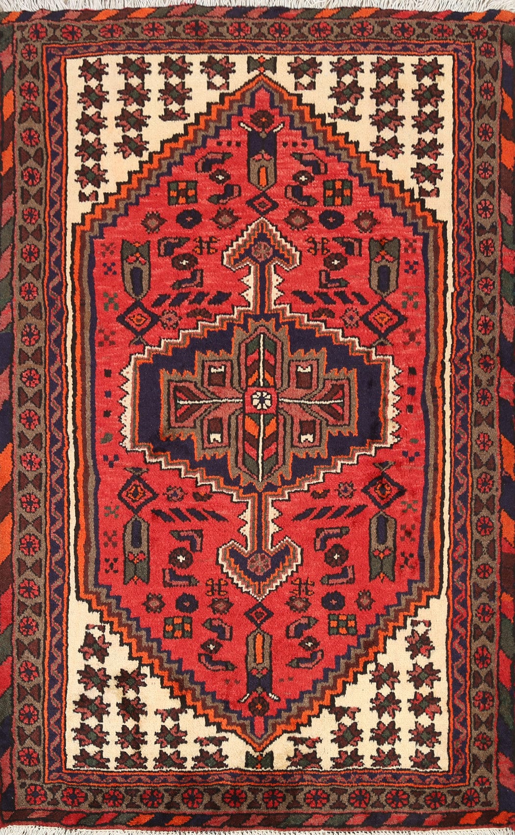 Geometric Hamedan Persian Area Rug 3x5