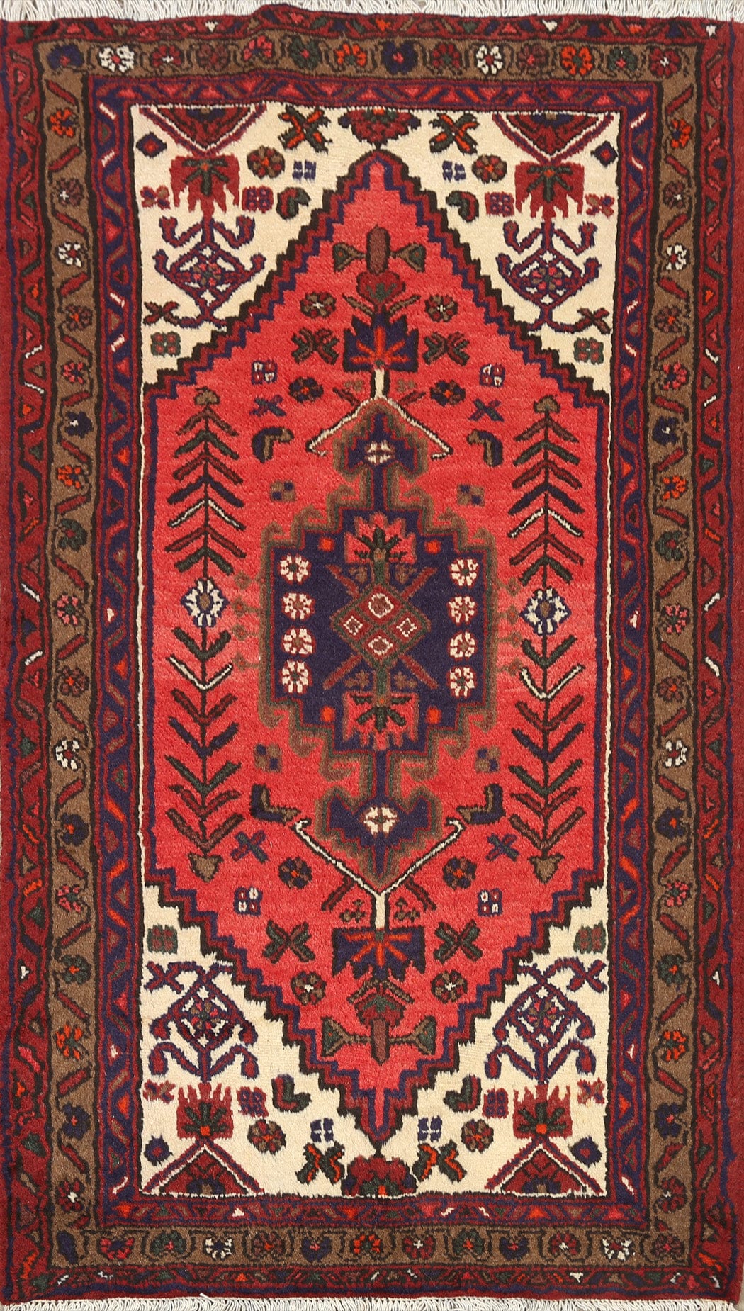 Geometric Hamedan Persian Area Rug 3x5