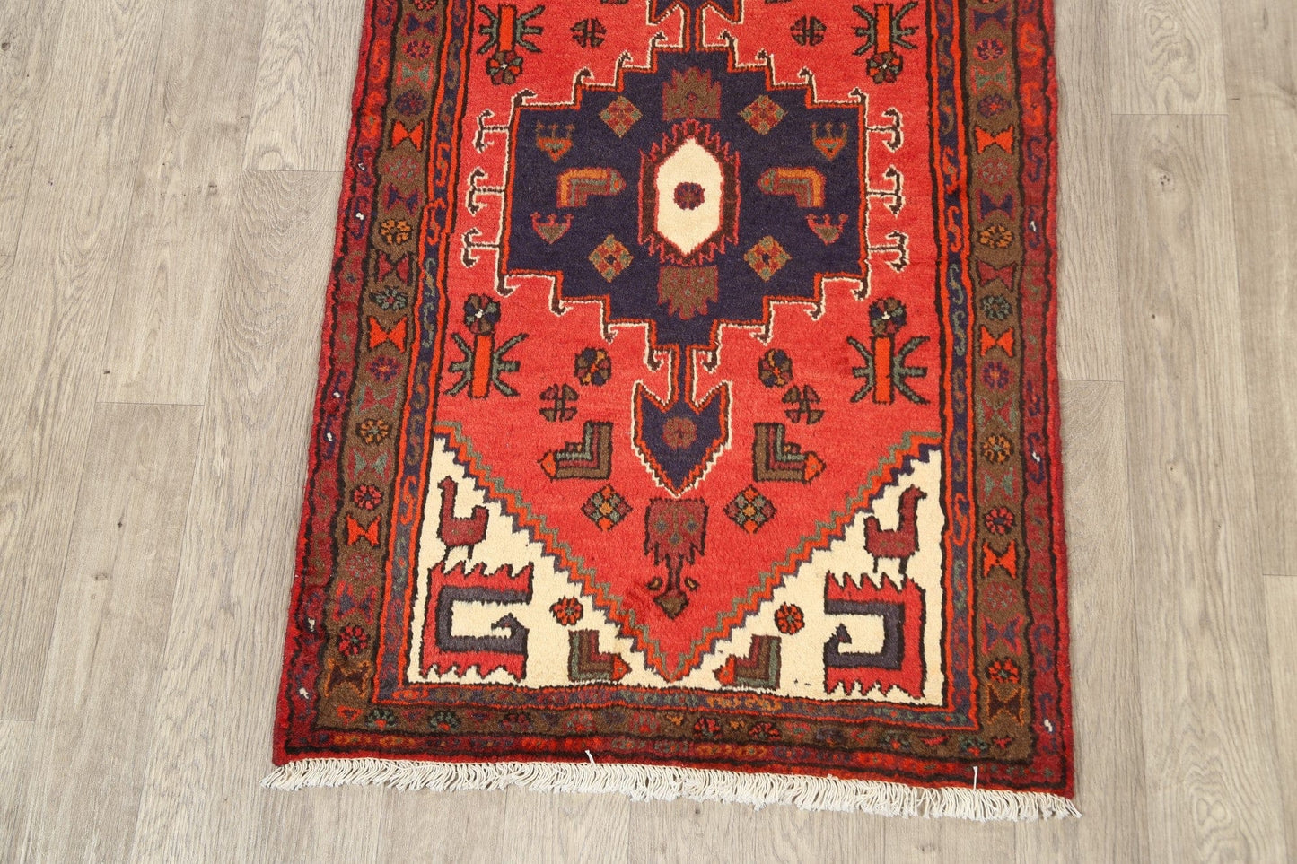 Geometric Hamedan Persian Area Rug 3x5