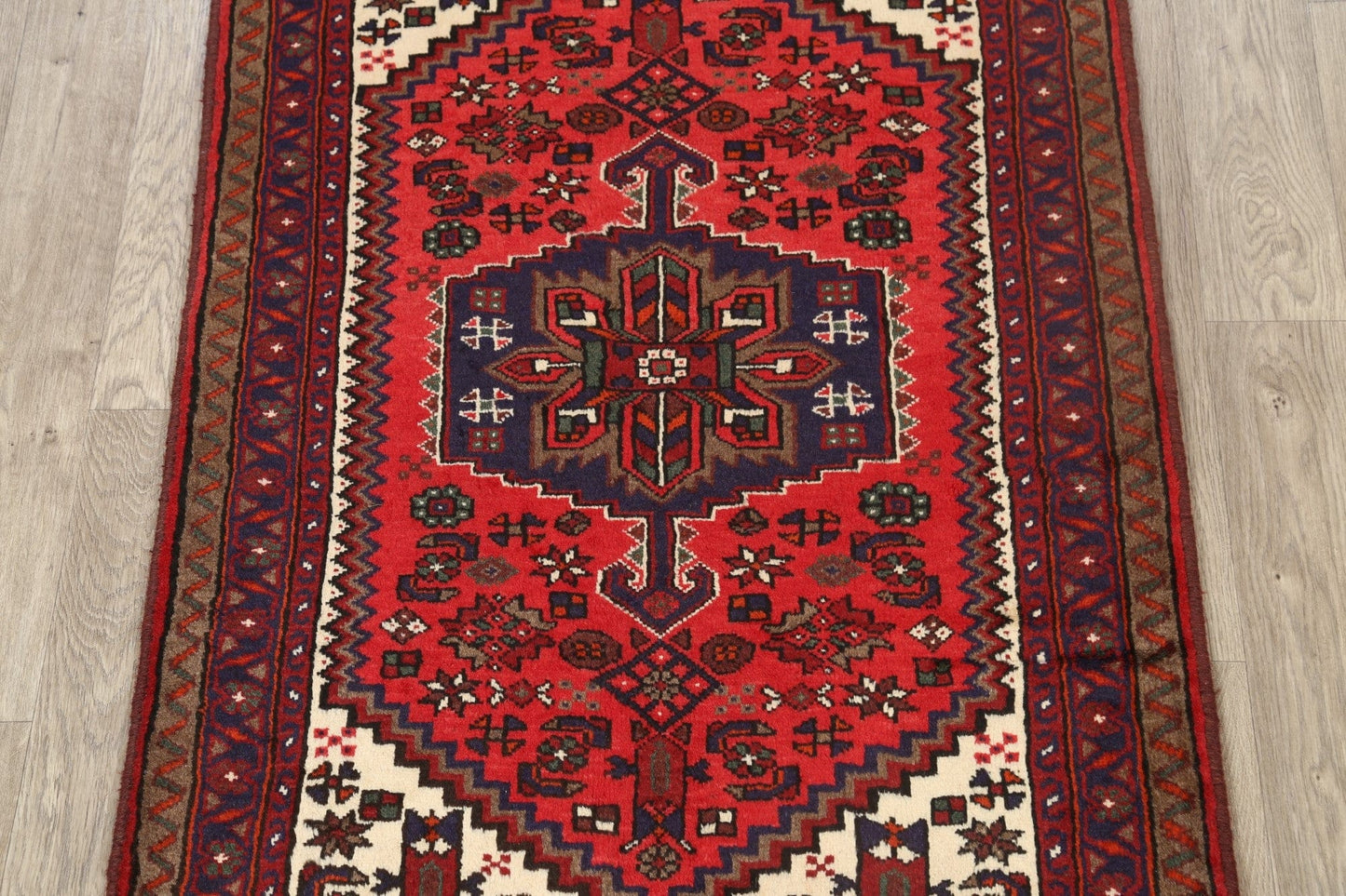 Geometric Hamedan Persian Area Rug 3x5