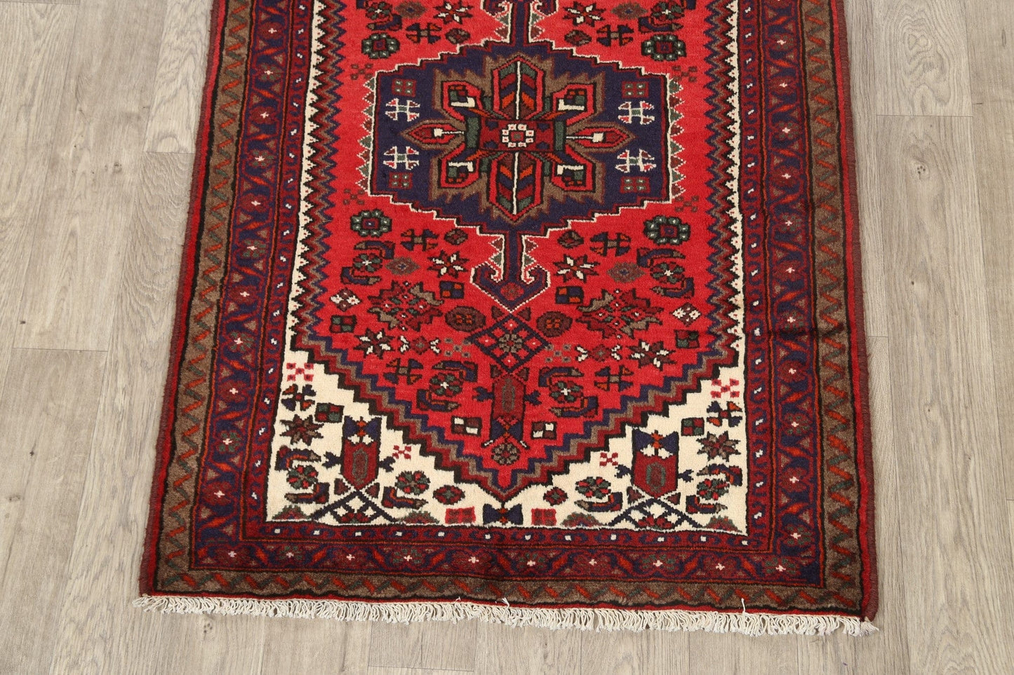 Geometric Hamedan Persian Area Rug 3x5