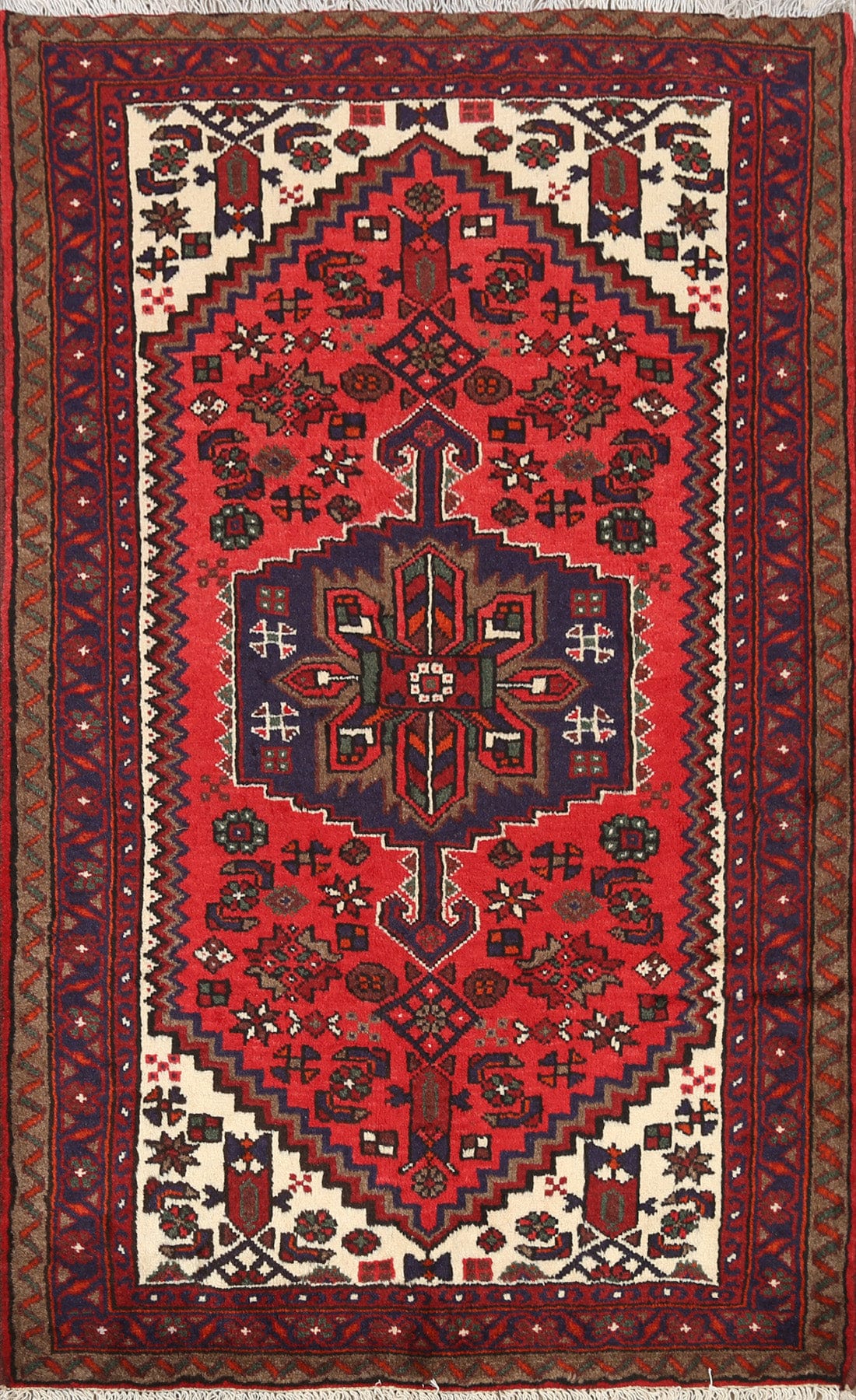 Geometric Hamedan Persian Area Rug 3x5