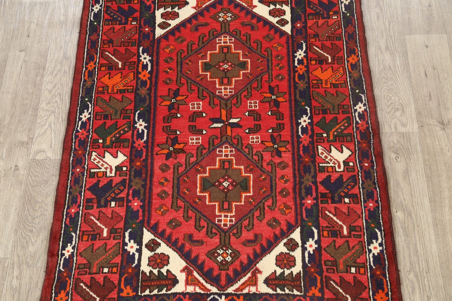 Geometric Hamedan Persian Area Rug 3x5