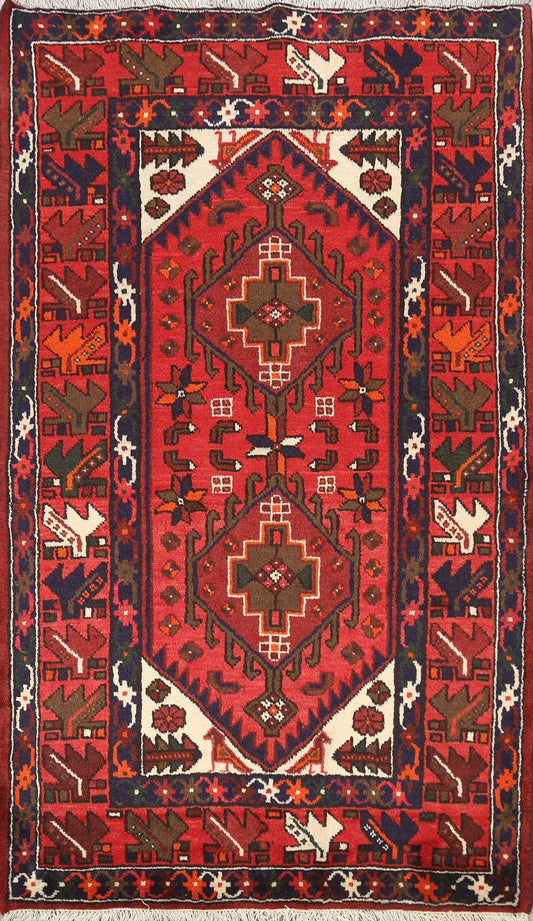 Geometric Hamedan Persian Area Rug 3x5