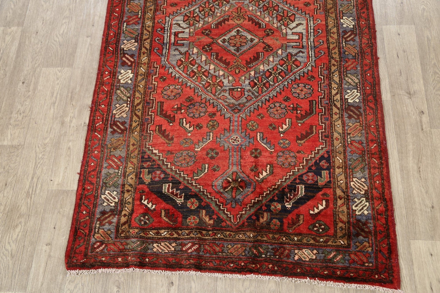 Geometric Hamedan Persian Area Rug 4x7