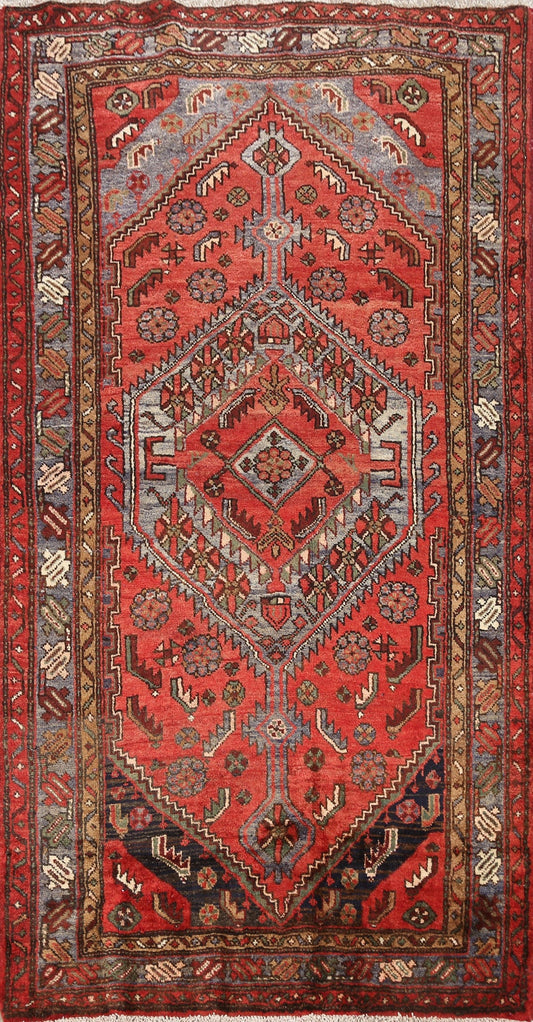 Geometric Hamedan Persian Area Rug 4x7