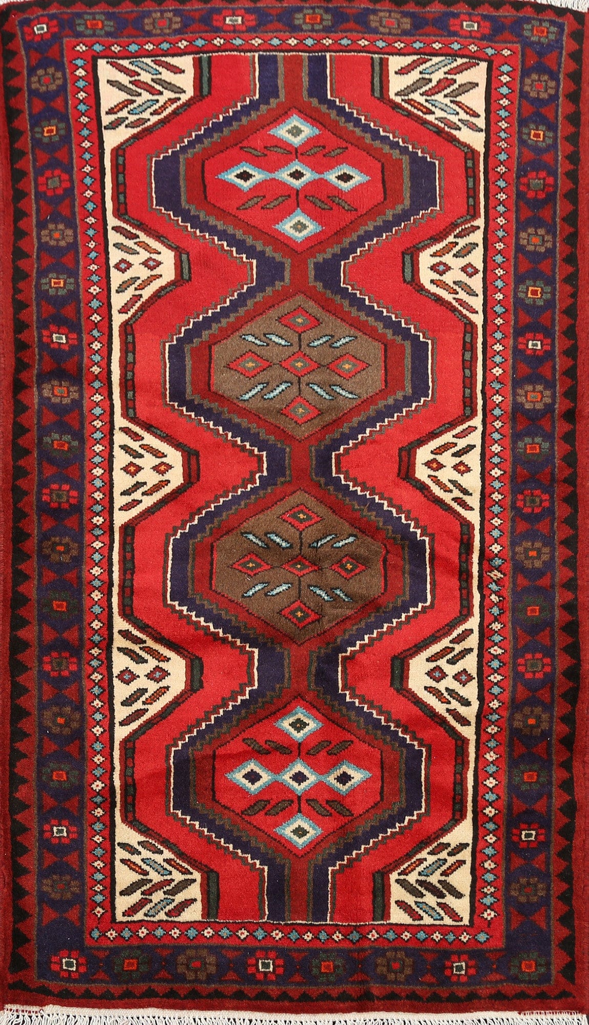 Geometric Hamedan Persian Area Rug 3x5