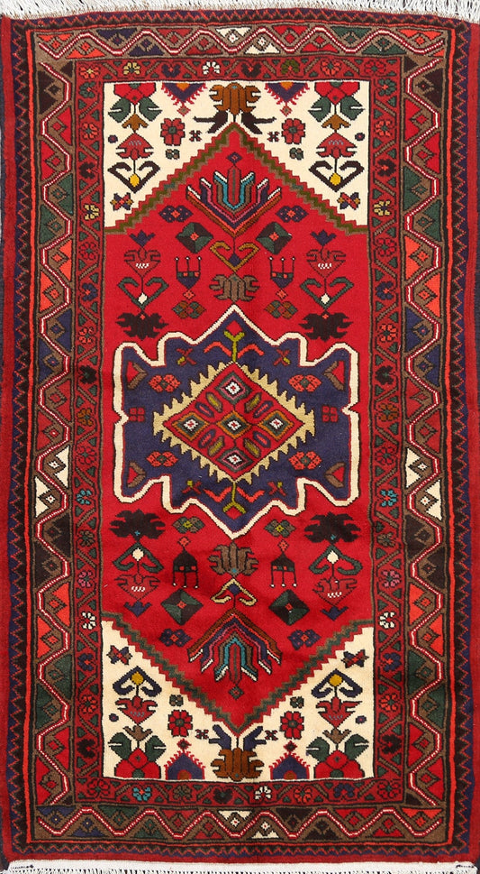 Geometric Hamedan Persian Area Rug 3x5